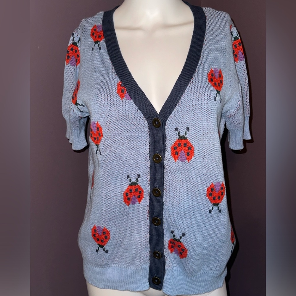 Modcloth Ladybug Cardigan Sweater